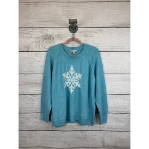 Cato Plus Size Light Blue Knit Fizzy Snowflake Sweater Size 18/20W
